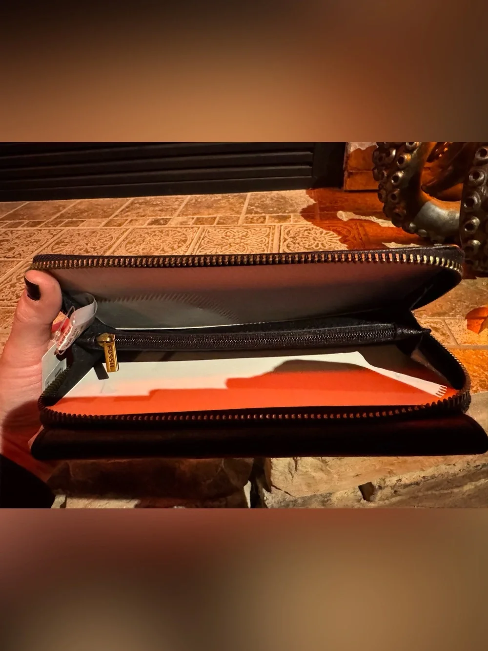 Fossil Black Pebbled Leather Wallet RFD Protection